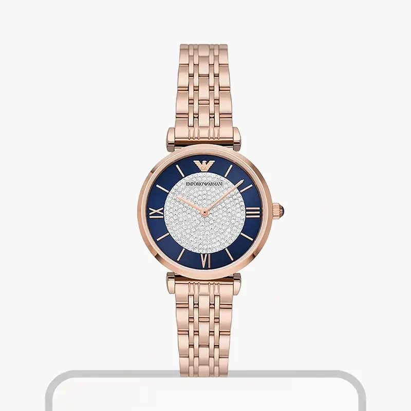 Emporio Armani Blue Crystal Pave Dial Ladies Watch- AR11423